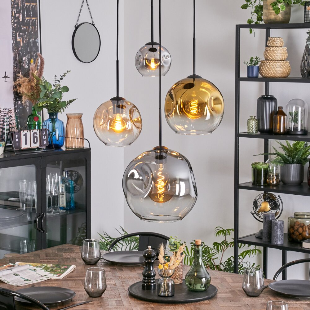 Ripoll Lampa wisząca, Kula świetlna, Lampa wiszącego klastra W kolorze bursztynu, Chrom, Złoty, Przezroczysty, Przydymiony, 4-punktowe main product photo