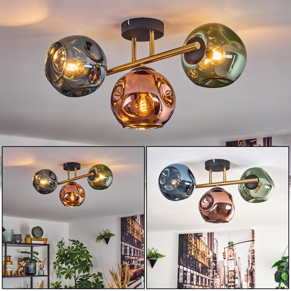 Ripoll Lampa sufitowa, Kula świetlna Złoty, Czarny, 3-punktowe main product photo