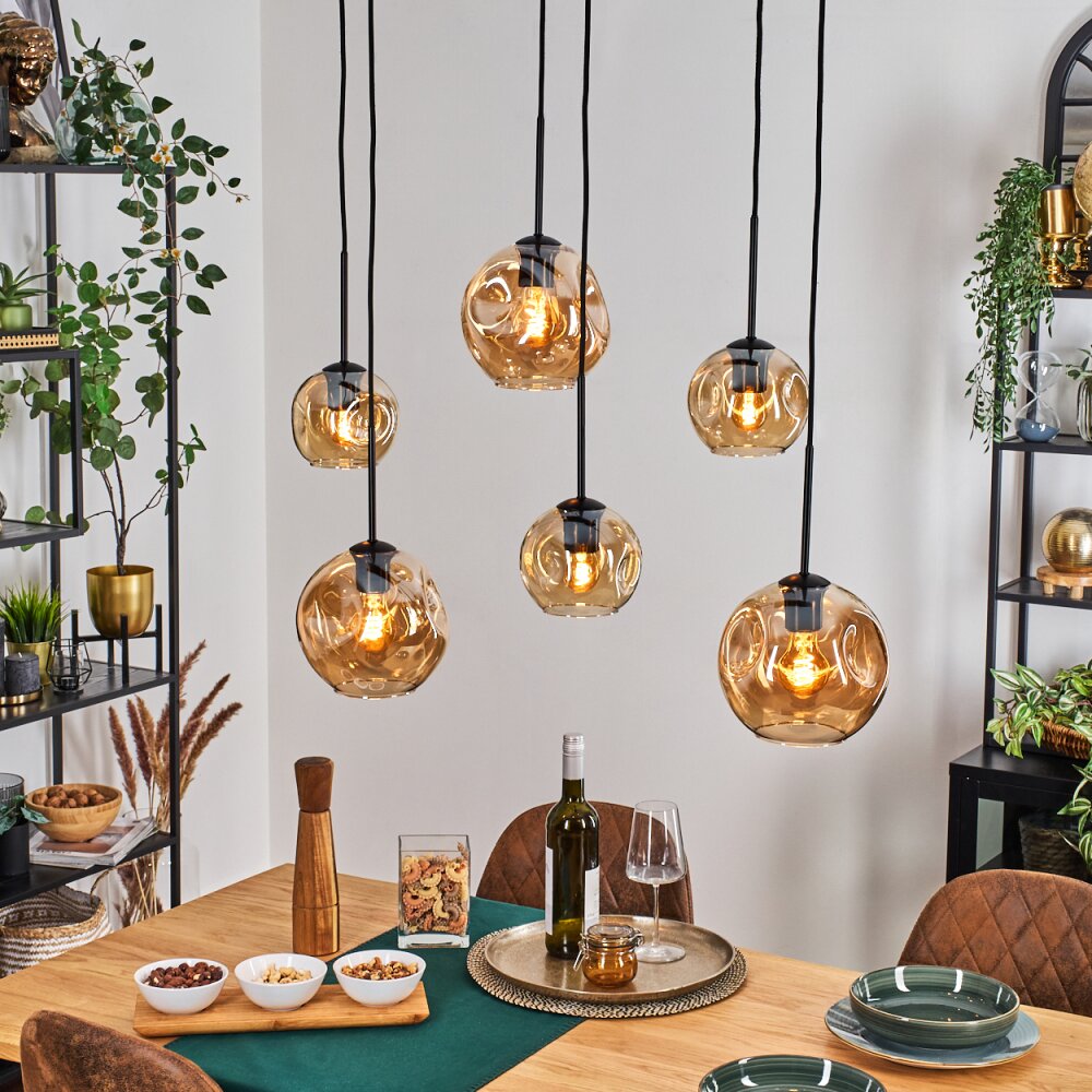 Ripoll Lampa wisząca, Kula świetlna, Lampa wisząca W kolorze bursztynu, 6-punktowe main product photo