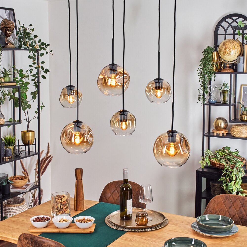 Ripoll Lampa wisząca, Kula świetlna, Lampa wisząca W kolorze bursztynu, Przezroczysty, 6-punktowe main product photo
