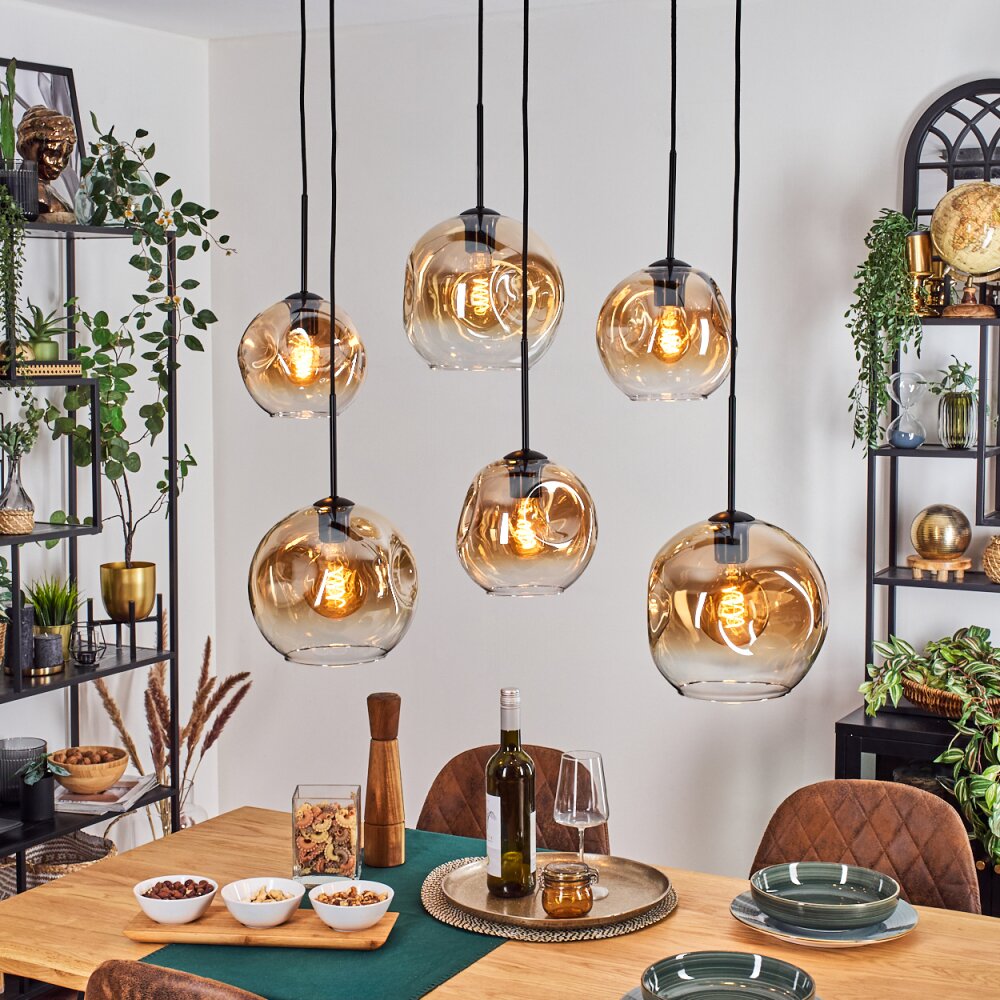 Ripoll Lampa wisząca, Kula świetlna, Lampa wisząca W kolorze bursztynu, Przezroczysty, 6-punktowe main product photo