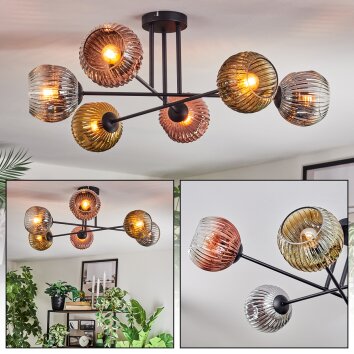 Ripoll Lampa sufitowa, Kula świetlna Chrom, Złoty, Przezroczysty, W kolorze miedzi, Przydymiony, 6-punktowe