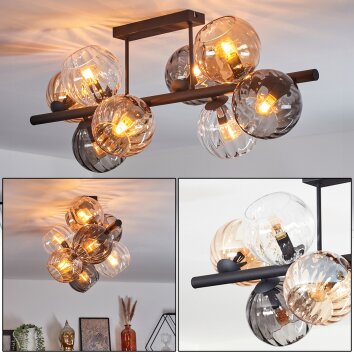 Koyoto Lampa sufitowa, Kula świetlna W kolorze bursztynu, Przezroczysty, Przydymiony, 8-punktowe