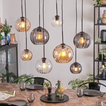 Koyoto Lampa wisząca, Kula świetlna, Lampa wisząca W kolorze bursztynu, Przezroczysty, Przydymiony, 8-punktowe