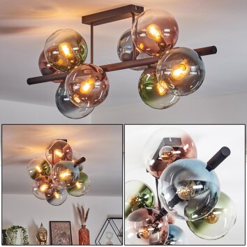 Gastor Lampa sufitowa, Kula świetlna Niebeieski, Zielony, Przezroczysty, W kolorze miedzi, 8-punktowe