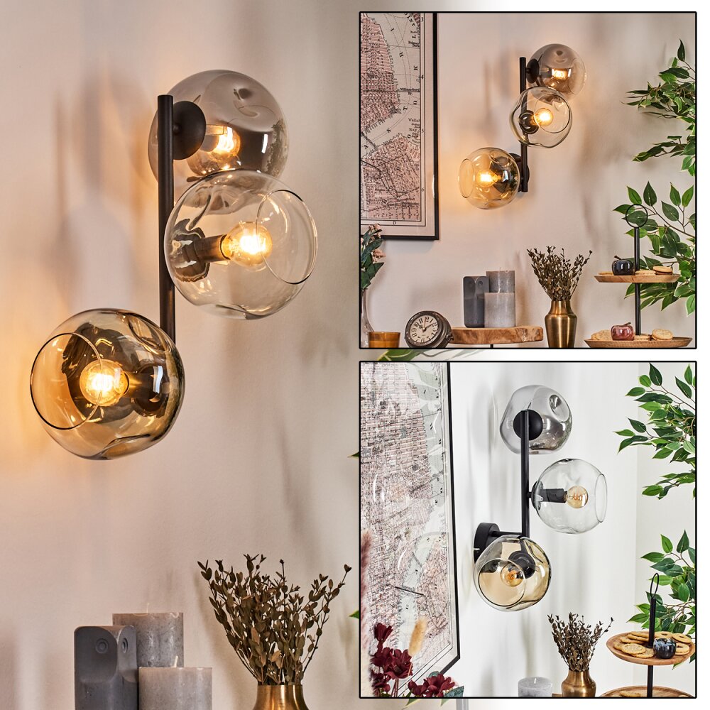 Ripoll Kula świetlna, Lampa ścienna W kolorze bursztynu, Przezroczysty, Przydymiony, 3-punktowe main product photo