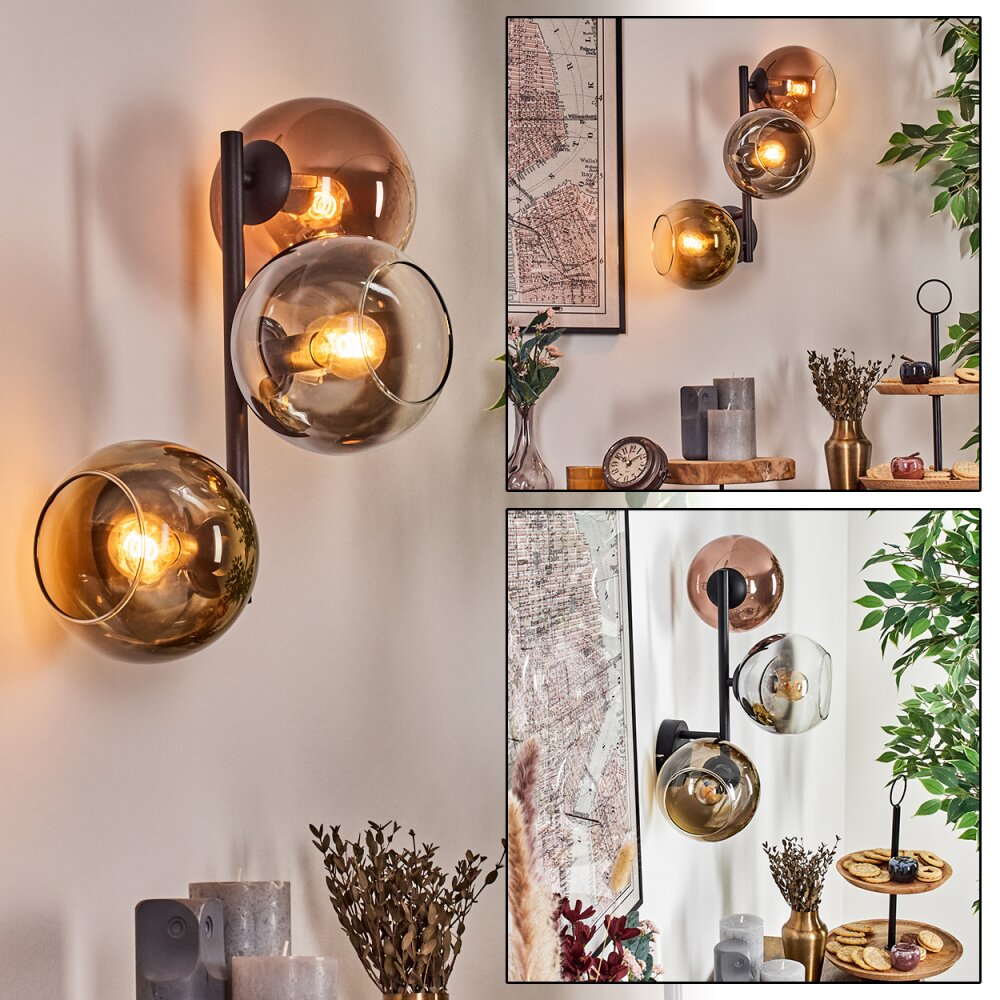 Koyoto Kula świetlna, Lampa ścienna Chrom, Złoty, Przezroczysty, W kolorze miedzi, Przydymiony, 3-punktowe main product photo