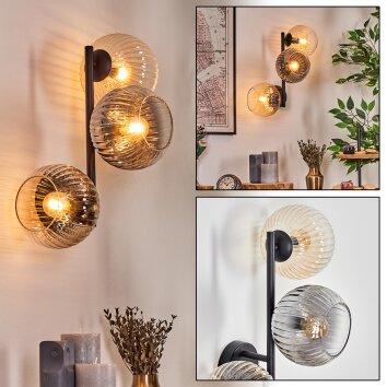 Koyoto Kula świetlna, Lampa ścienna W kolorze bursztynu, Przezroczysty, Przydymiony, 3-punktowe