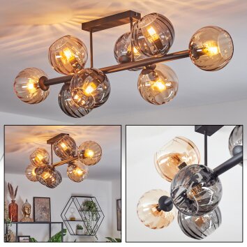 Koyoto Lampa sufitowa, Kula świetlna W kolorze bursztynu, Przydymiony, 8-punktowe