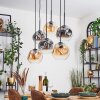 Ripoll lampa wisząca, kula świetlna, lampa wisząca bursztynowy, przezroczysty, przydymiony, 6-punktowe