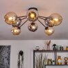 Koyoto lampa sufitowa, kula świetlna 86 cm bursztynowy, chrom, przydymiony, 8-punktowe