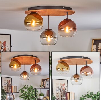 Koyoto lampa sufitowa, kula świetlna 40 cm kolory naturalne, czarny, 3-punktowe