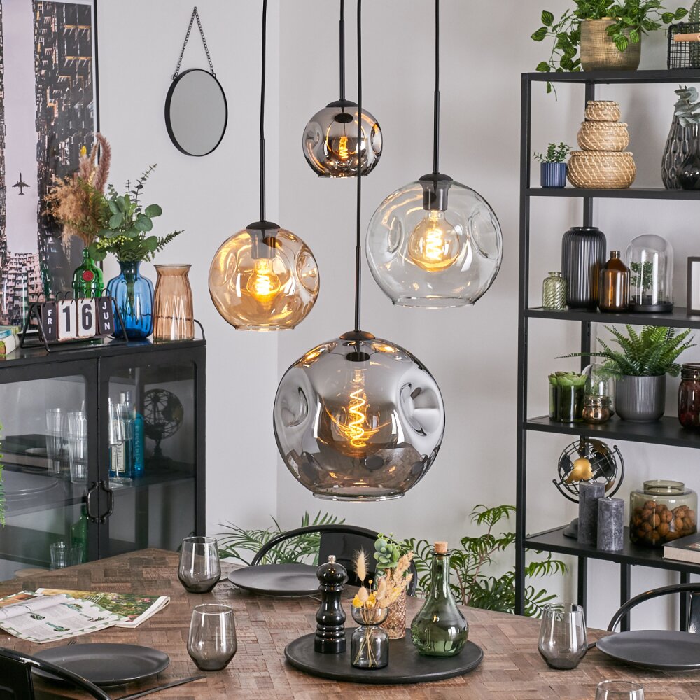 Ripoll Lampa wisząca, Kula świetlna, Lampa wiszącego klastra W kolorze bursztynu, Chrom, Przezroczysty, Przydymiony, 4-punktowe main product photo