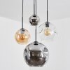 Ripoll lampa wisząca, kula świetlna, lampa wisząca kaskadowa bursztynowy, chrom, przezroczysty, przydymiony, 4-punktowe