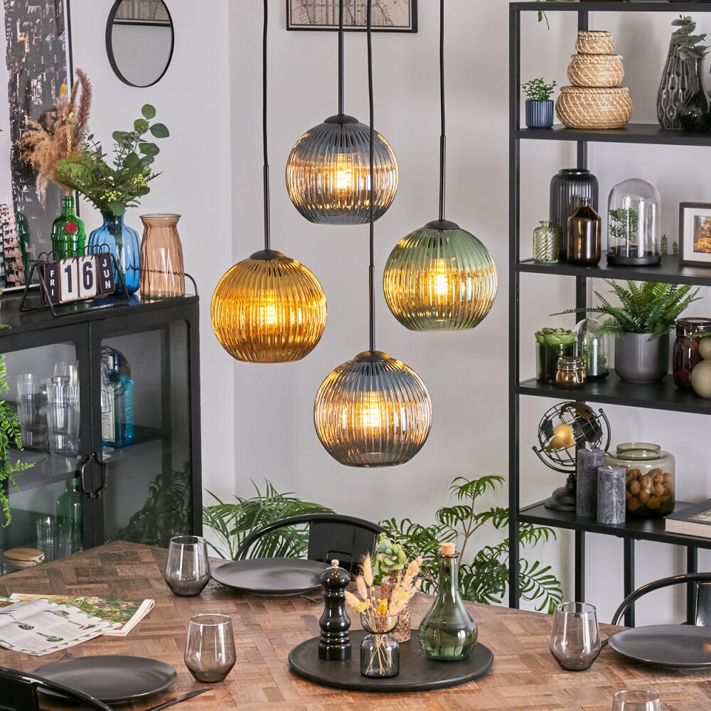 Koyoto Lampa wisząca, Kula świetlna, Lampa wiszącego klastra Niebeieski, Złoty, Zielony, 4-punktowe main product photo