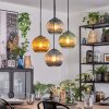 Koyoto lampa wisząca, kula świetlna, lampa wisząca kaskadowa niebeieski, złoty, zielony, 4-punktowe
