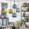 Koyoto lampa wisząca, kula świetlna, lampa wisząca kaskadowa niebeieski, złoty, zielony, 4-punktowe