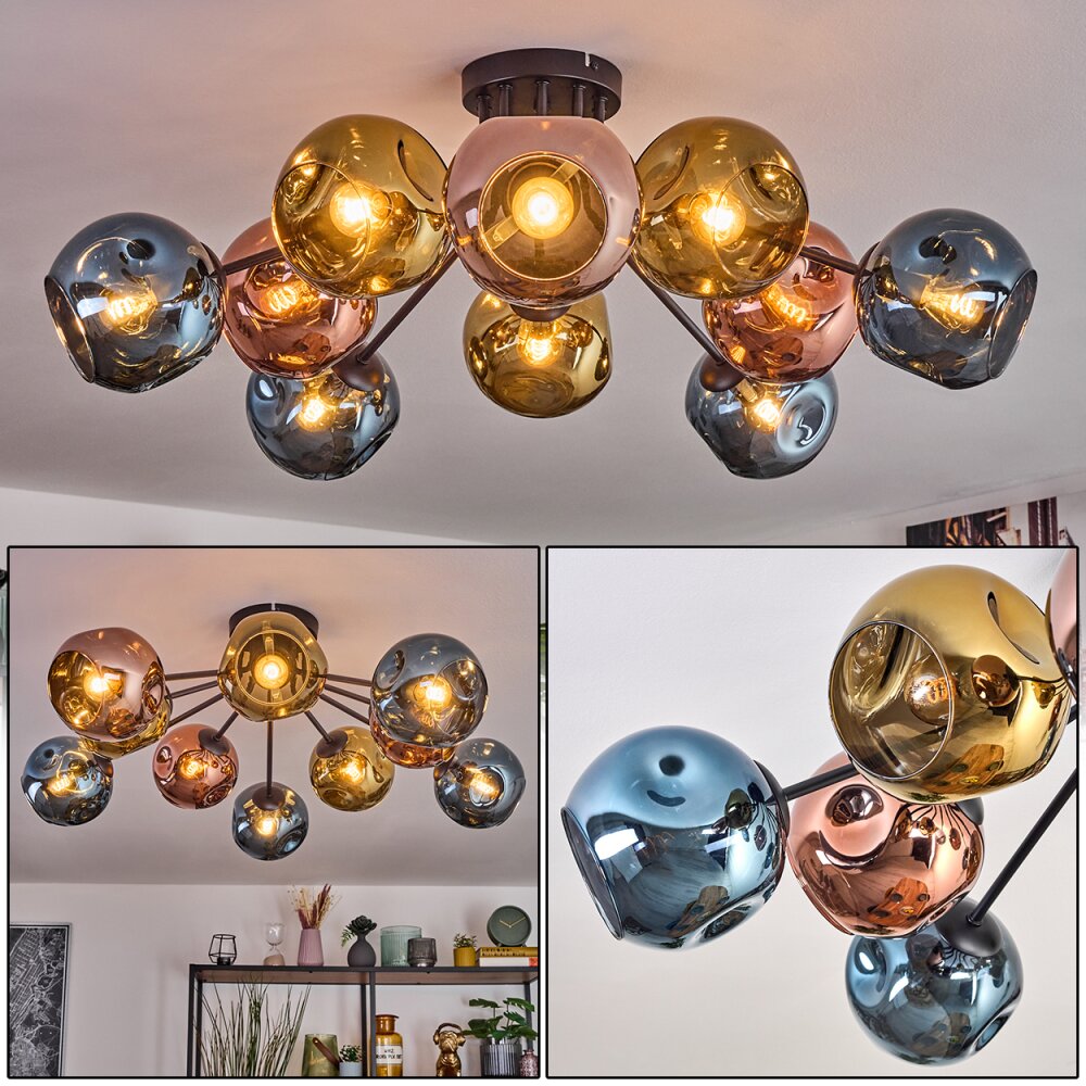 Ripoll Lampa sufitowa, Kula świetlna Niebeieski, Złoty, W kolorze miedzi, 10-punktowe main product photo