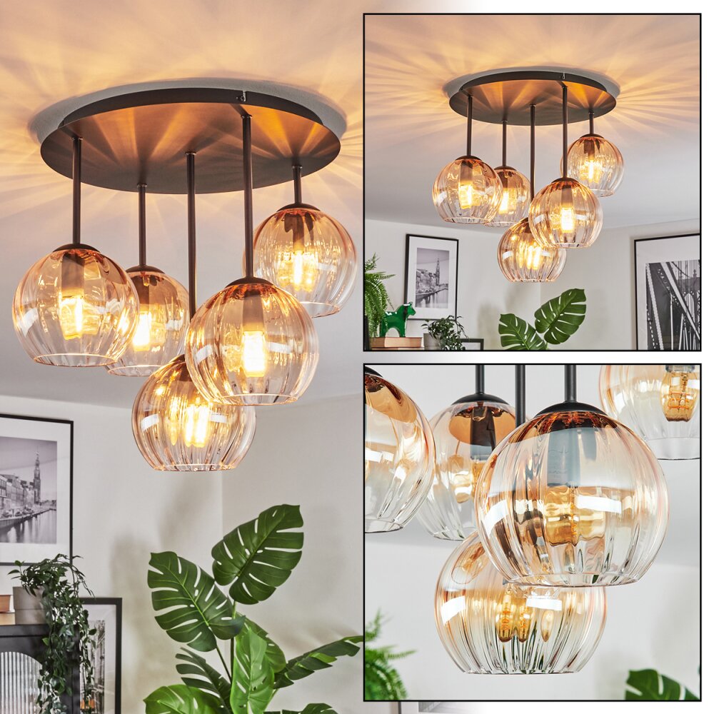 Koyoto Lampa sufitowa, Kula świetlna 33 cm W kolorze bursztynu, Przezroczysty, 5-punktowe main product photo