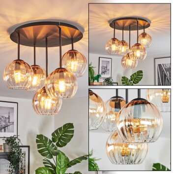 Koyoto Lampa sufitowa, Kula świetlna 33 cm W kolorze bursztynu, Przezroczysty, 5-punktowe