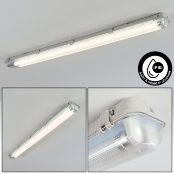 Ilena zewnętrzna lampa sufitowa, oświetlenie zewnętrzne, lampa łazienkowa, reflektor budowlany, lampa sufitowa LED szary, 1-punktowy