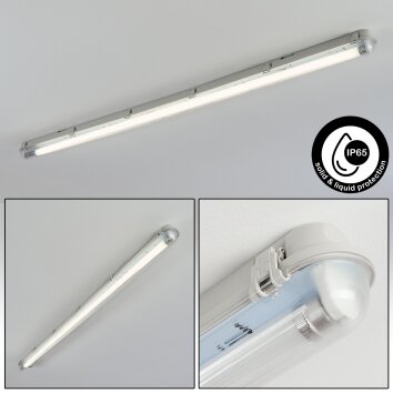 Ilena zewnętrzna lampa sufitowa, oświetlenie zewnętrzne, lampa łazienkowa, reflektor budowlany, lampa sufitowa LED szary, 1-punktowy