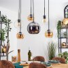 Koyoto lampa wisząca, kula świetlna, lampa wisząca bursztynowy, chrom, przezroczysty, przydymiony, 6-punktowe