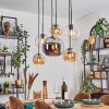 Koyoto lampa wisząca, kula świetlna, lampa wisząca bursztynowy, chrom, przezroczysty, przydymiony, 6-punktowe
