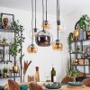 Koyoto lampa wisząca, kula świetlna, lampa wisząca bursztynowy, chrom, przezroczysty, przydymiony, 6-punktowe