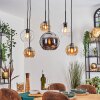 Koyoto lampa wisząca, kula świetlna, lampa wisząca bursztynowy, chrom, przezroczysty, przydymiony, 6-punktowe