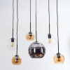 Koyoto lampa wisząca, kula świetlna, lampa wisząca bursztynowy, chrom, przezroczysty, przydymiony, 6-punktowe