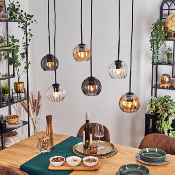 Koyoto Lampa wisząca, Kula świetlna, Lampa wisząca W kolorze bursztynu, Przezroczysty, Przydymiony, 6-punktowe