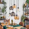 Koyoto lampa wisząca, kula świetlna, lampa wisząca bursztynowy, przezroczysty, przydymiony, 6-punktowe