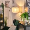 Bassagoda lampa stojąca, lampa podłogowa łukowa nikiel matowy, czarny, 1-punktowy, abażur z materiału