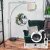 Bassagoda lampa stojąca, lampa podłogowa łukowa nikiel matowy, czarny, 1-punktowy, abażur z materiału