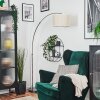 Bassagoda lampa stojąca, lampa podłogowa łukowa nikiel matowy, czarny, 1-punktowy, abażur z materiału