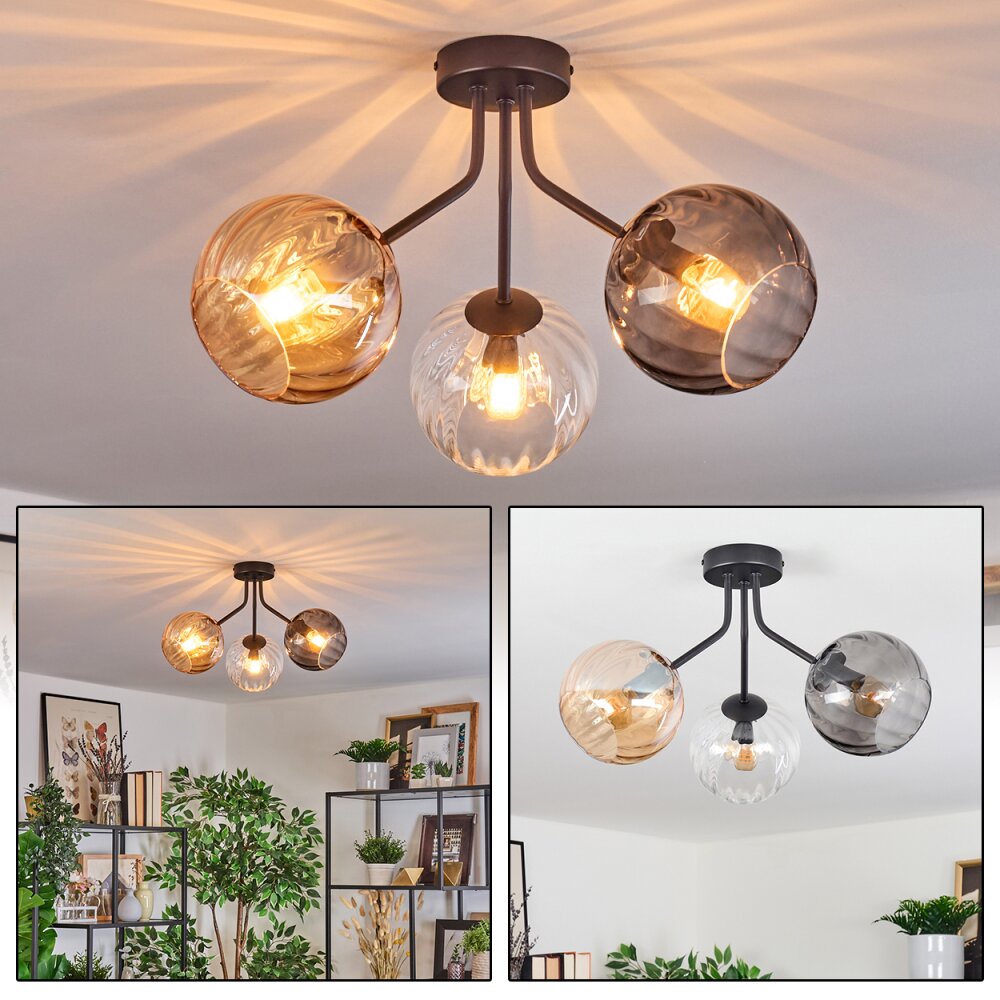 Koyoto Lampa sufitowa, Kula świetlna W kolorze bursztynu, Przezroczysty, Przydymiony, 3-punktowe main product photo