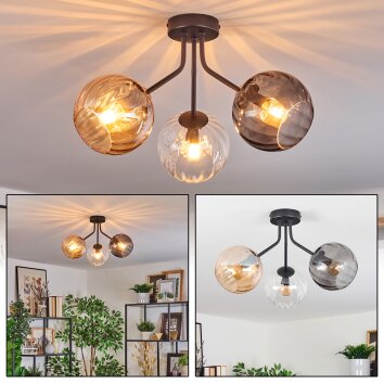 Koyoto Lampa sufitowa, Kula świetlna W kolorze bursztynu, Przezroczysty, Przydymiony, 3-punktowe
