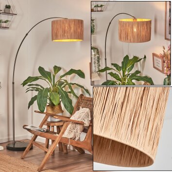 Granja lampa stojąca, lampa podłogowa łukowa nikiel matowy, czarny, 1-punktowy