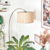 Bongal lampa stojąca, lampa podłogowa łukowa nikiel matowy, czarny, 1-punktowy, abażur materiałowy