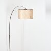 Bongal lampa stojąca, lampa podłogowa łukowa nikiel matowy, czarny, 1-punktowy, abażur materiałowy