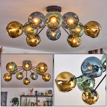 Ripoll Lampa sufitowa, Kula świetlna Niebeieski, Złoty, Zielony, 10-punktowe Ripoll Lampa sufitowa, Kula świetlna Niebeieski, Złoty, Zielony, 10-punktowe