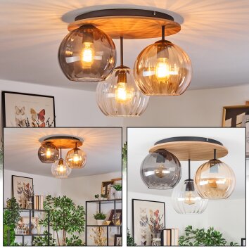 Koyoto lampa sufitowa, kula świetlna kolory naturalne, czarny, 3-punktowe