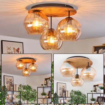 Koyoto Lampa sufitowa, Kula świetlna Ecru, Czarny, 3-punktowe
