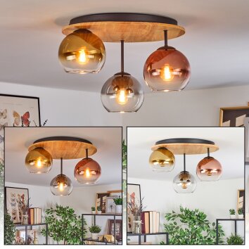 Koyoto Lampa sufitowa, Kula świetlna Ecru, Czarny, 3-punktowe