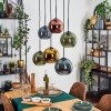 Koyoto lampa wisząca, kula świetlna, lampa wisząca niebeieski, złoty, zielony, miedziany, 6-punktowe