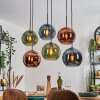 Koyoto lampa wisząca, kula świetlna, lampa wisząca niebeieski, zielony, miedziany, 6-punktowe