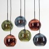 Koyoto lampa wisząca, kula świetlna, lampa wisząca niebeieski, zielony, miedziany, 6-punktowe
