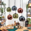 Koyoto Lampa wisząca, Kula świetlna, Lampa wisząca Niebeieski, Zielony, W kolorze miedzi, 6-punktowe