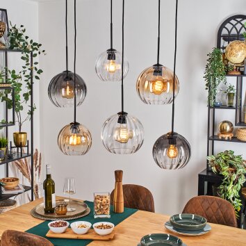 Koyoto lampa wisząca, kula świetlna, lampa wisząca bursztynowy, przezroczysty, przydymiony, 6-punktowe